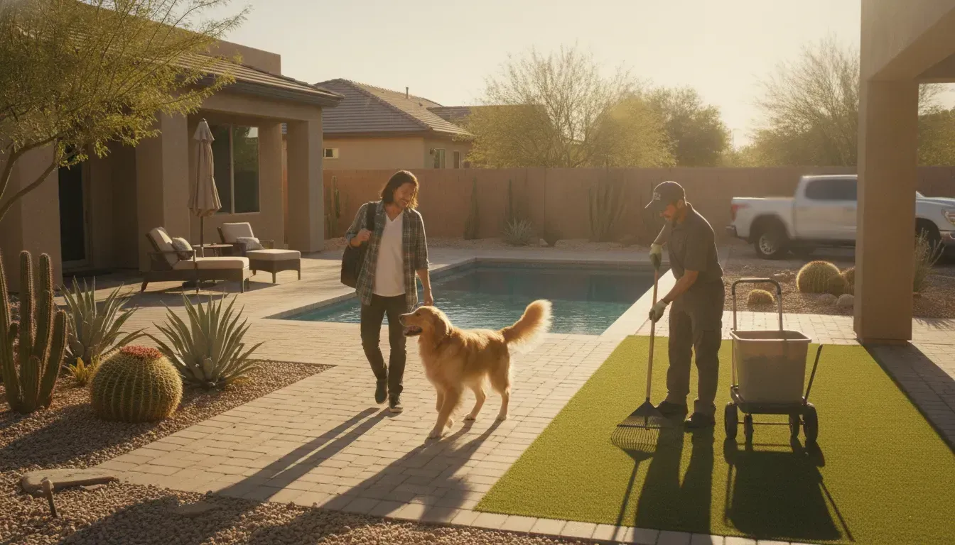 Bright Las Vegas backyard dog waste cleanup after vacation