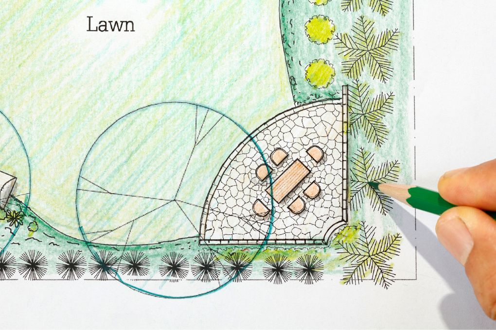garden design in corner of plot for a customer in Coventry