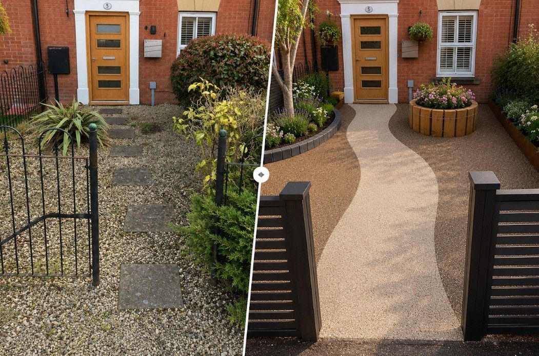 DNA Landscapes before and after a front garden project in Warwick 