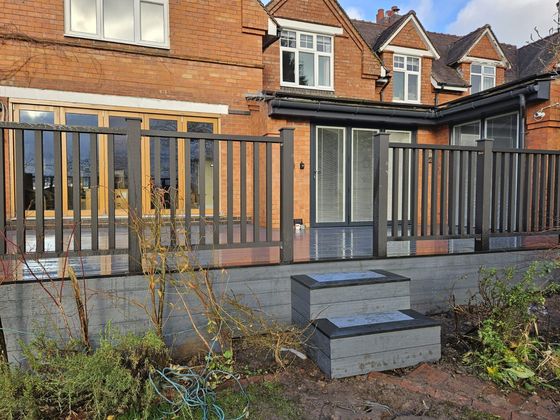 DNA landscaping Coventry composite decking installation with composite balustrades in Coventry
