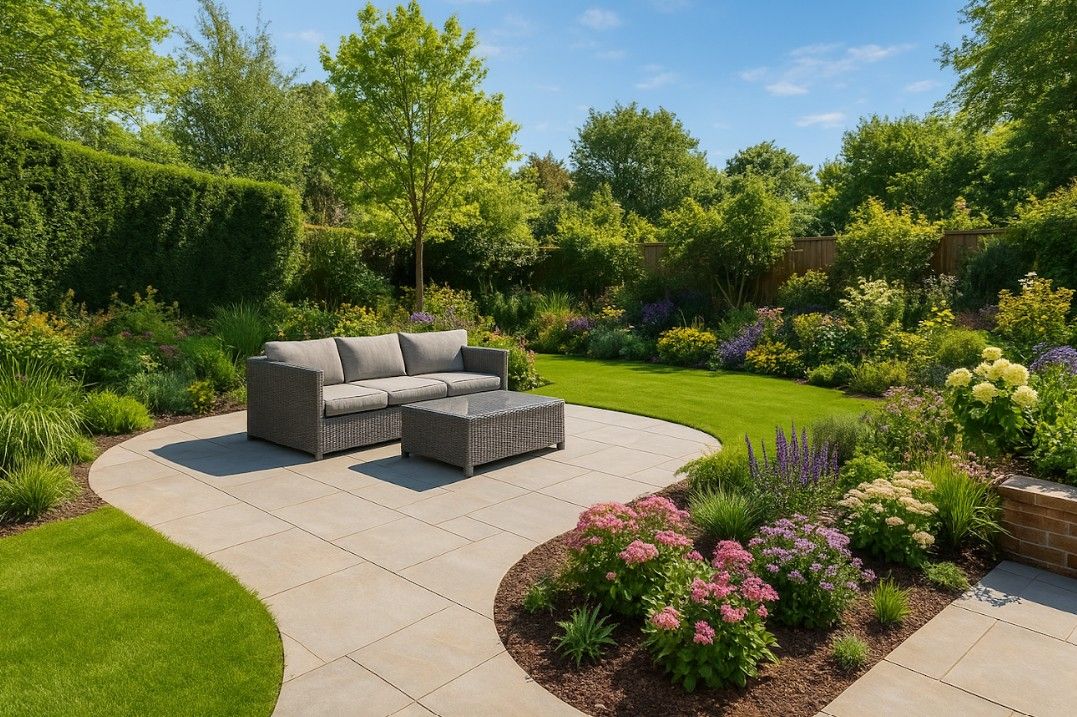 A garden in Spring, following landscaping in November