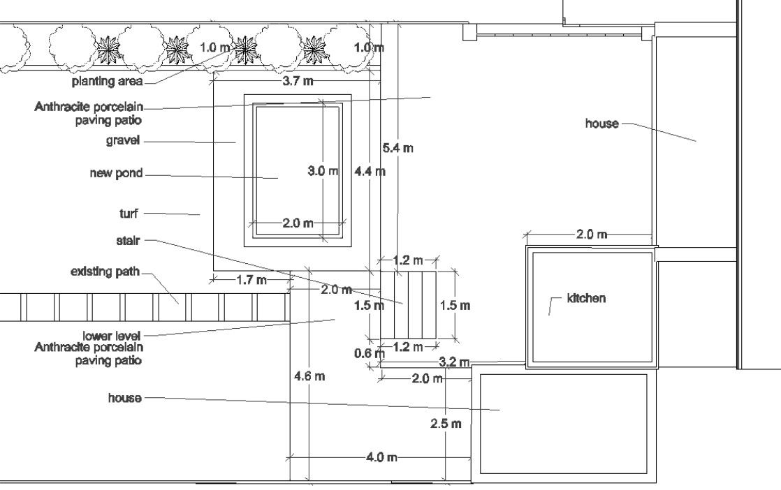 DNA Landscapes preliminary 2D outline sketch of the garden design in Earlsdon