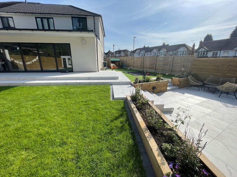 DNA landscapes garden design and landscaping project in Coundon with new grass turf and paving boarders