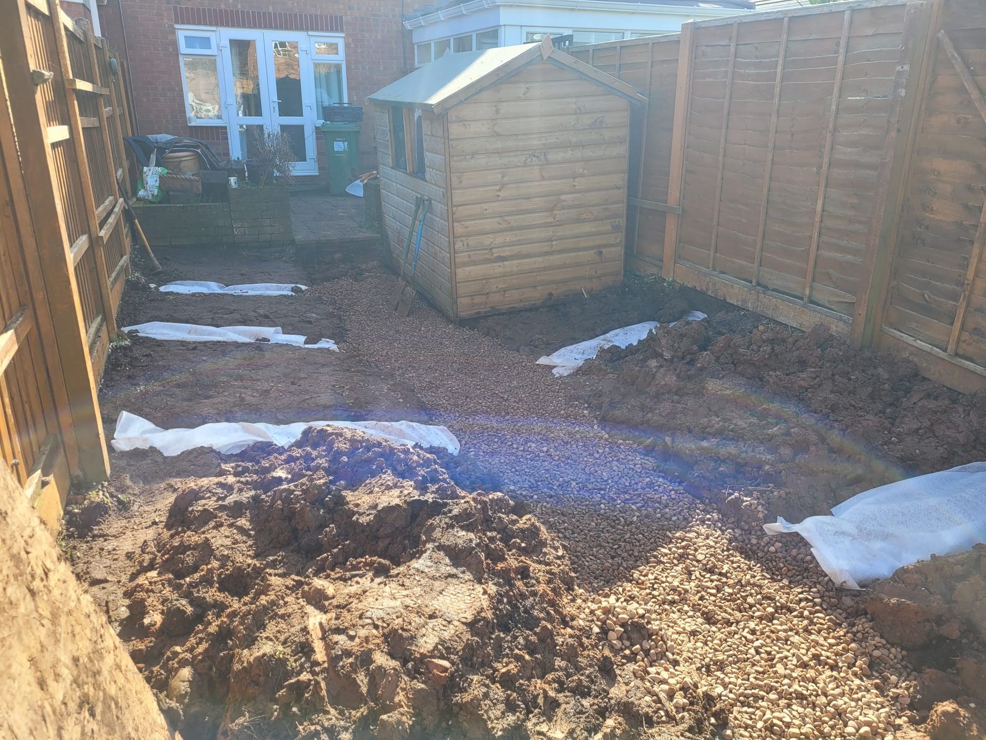 Garden drainage being installed