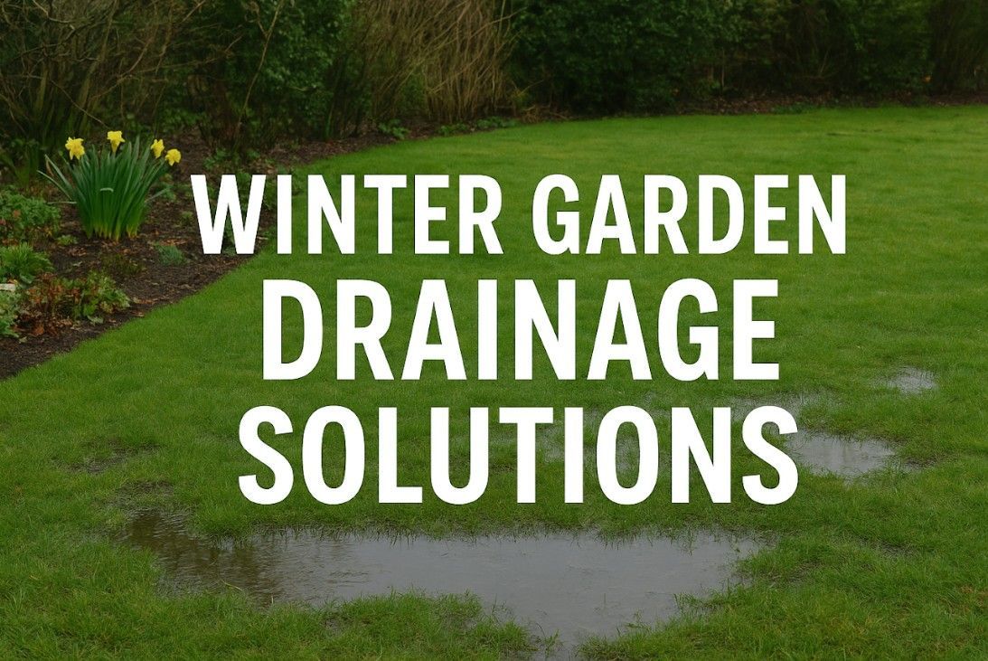 Flooded garden lawn in Winter