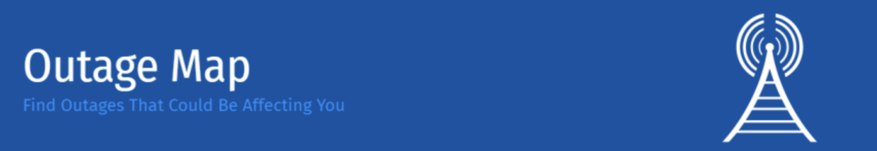A blue background with the words outage map on it