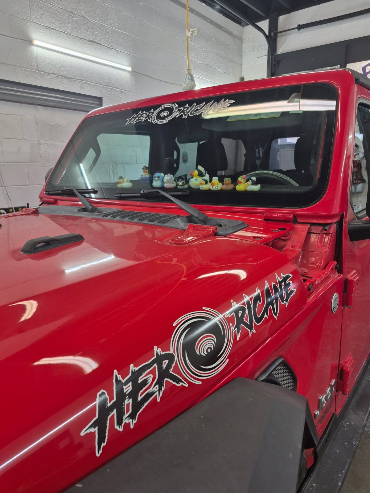Red Jeep with 