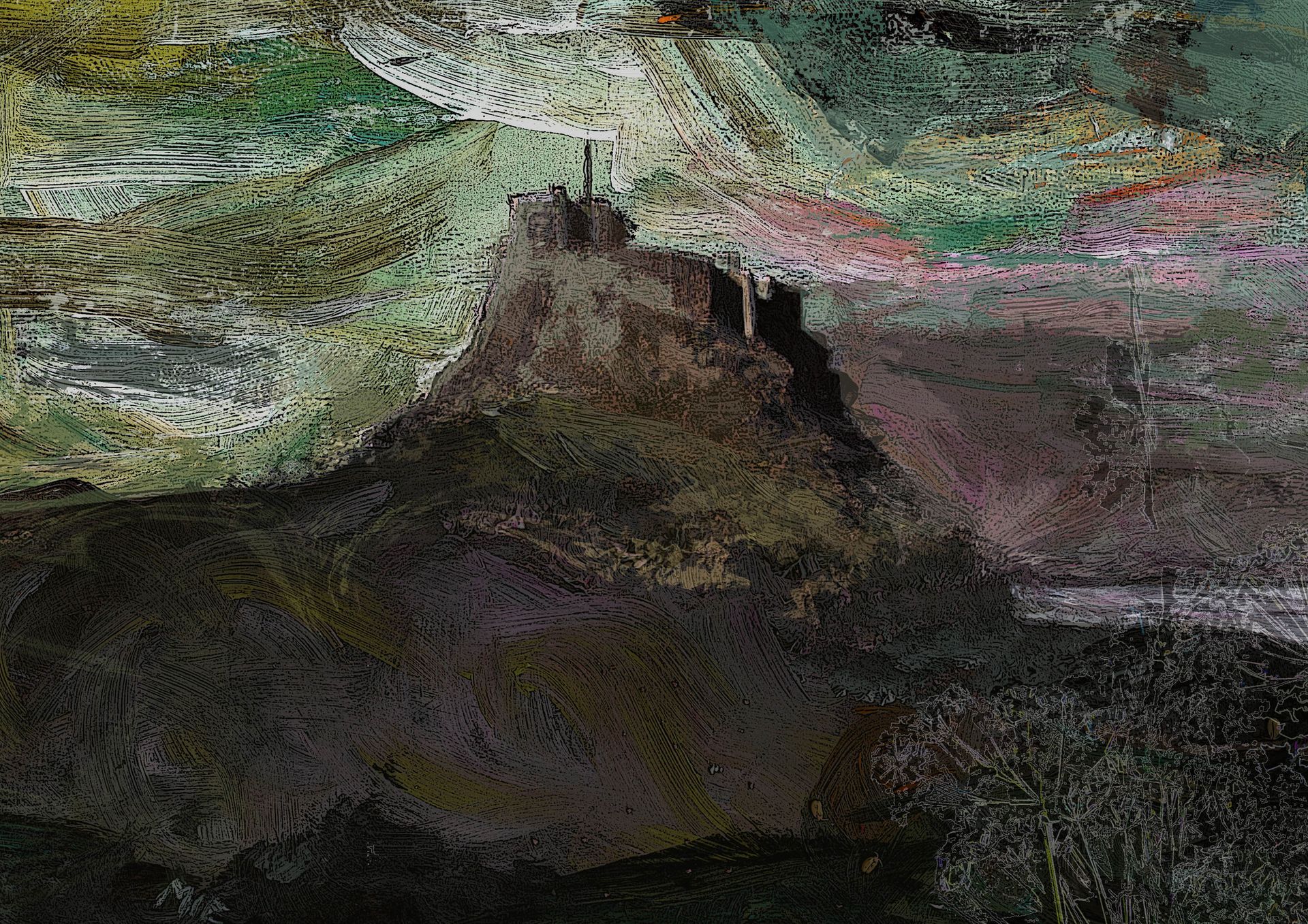 Lindisfarne Castle limited edition print by MiE Fielding. From the book 'The Sound of a Landscape'.