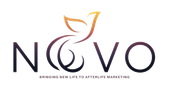 NOVO logo with stylized orange bird and the tagline “bringing new life to aftermarket marketing”