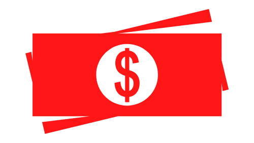 A red banner with a dollar sign on it.