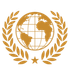 A gold globe with a laurel wreath around it