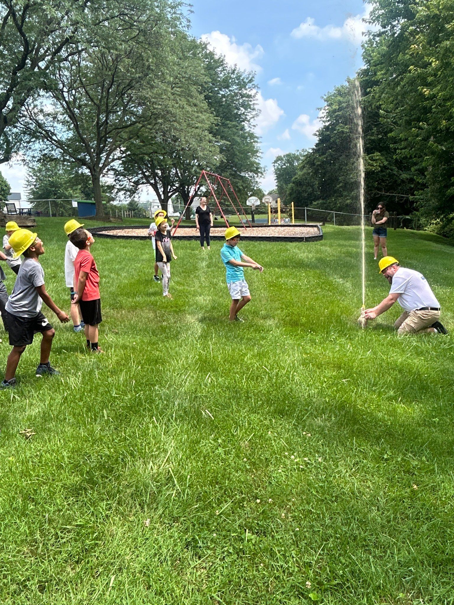 bottle rockets in the yard
