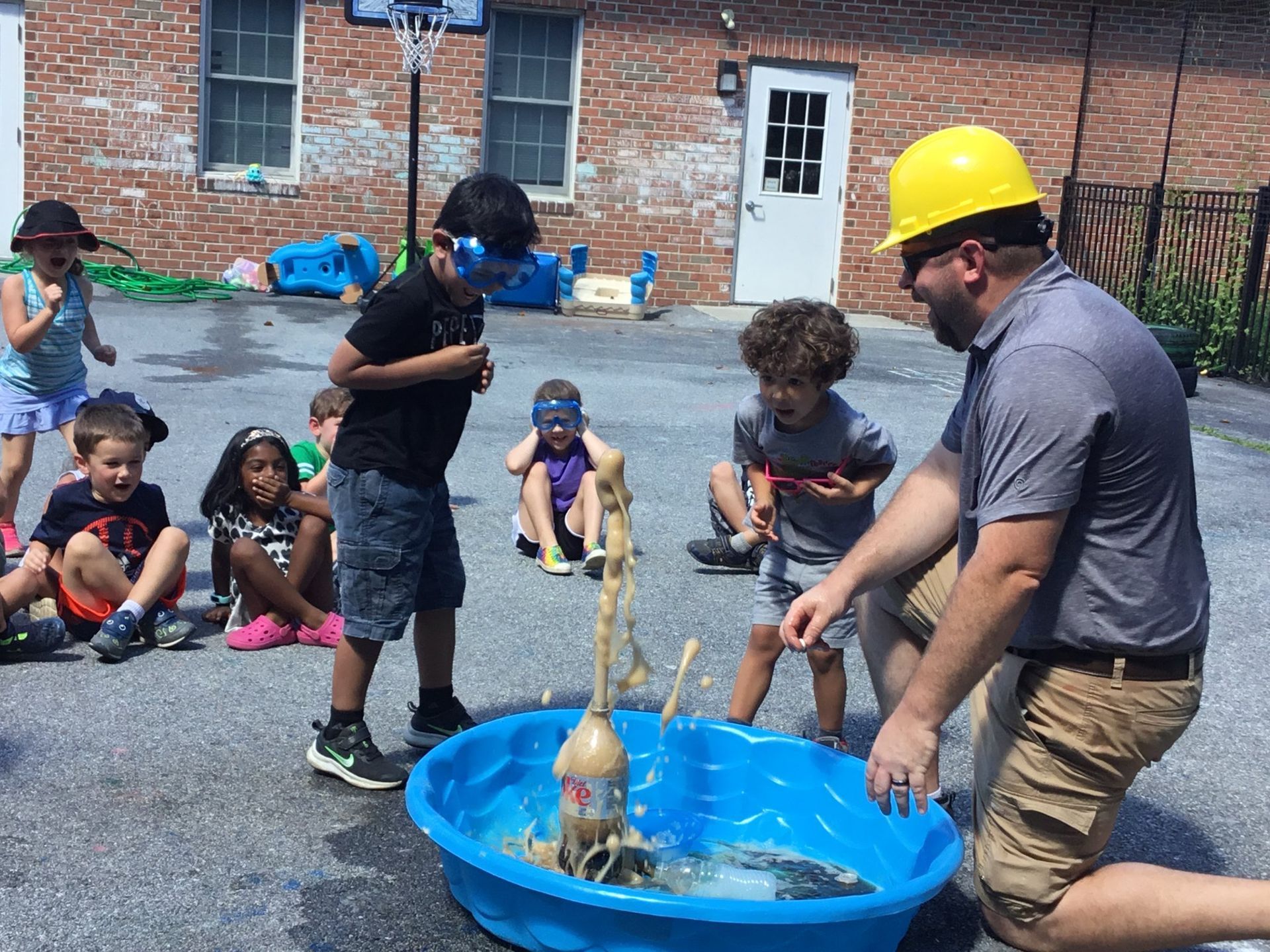 bottle rocket in a baby pool