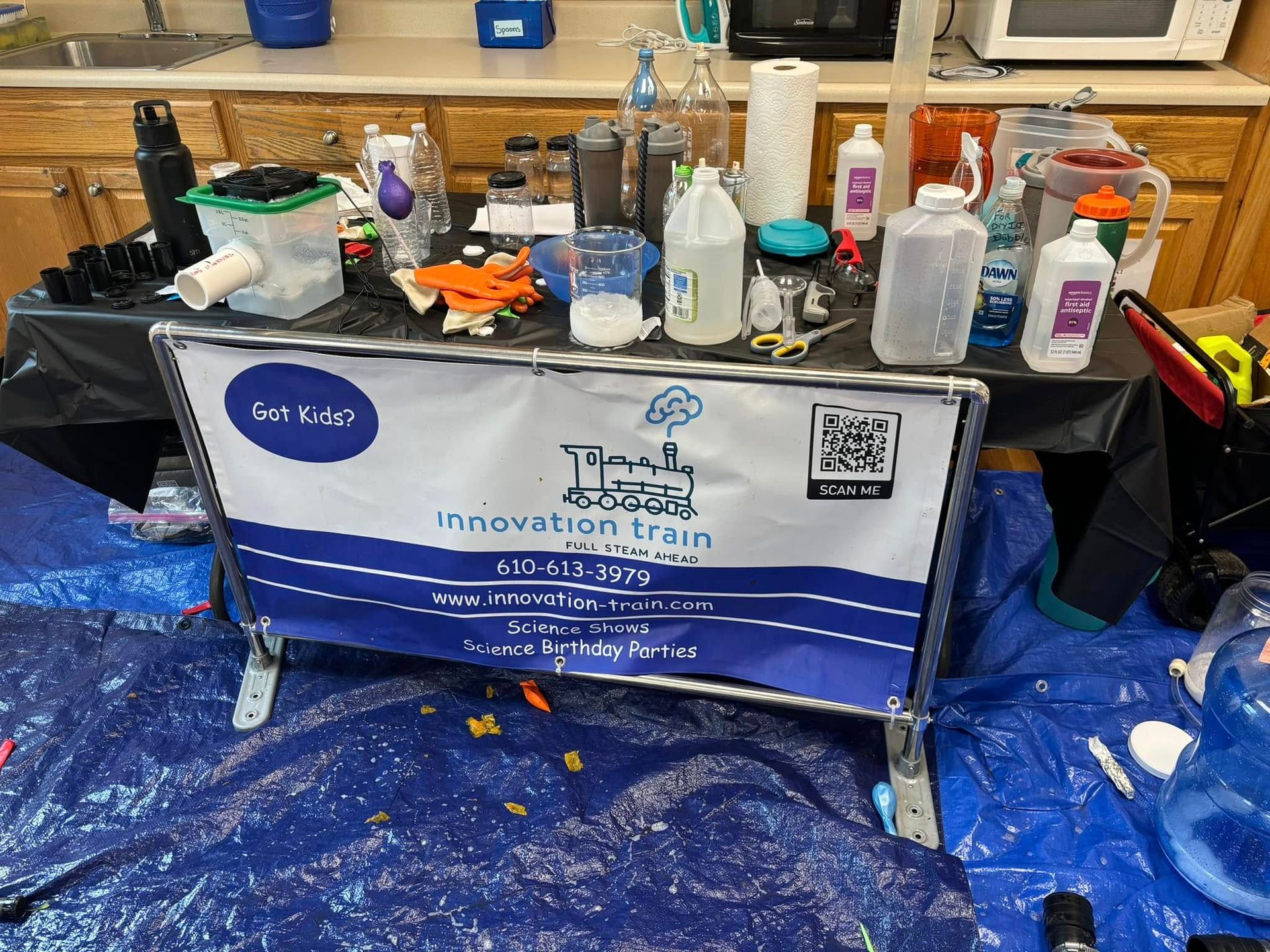 tarps ready for innovation train show