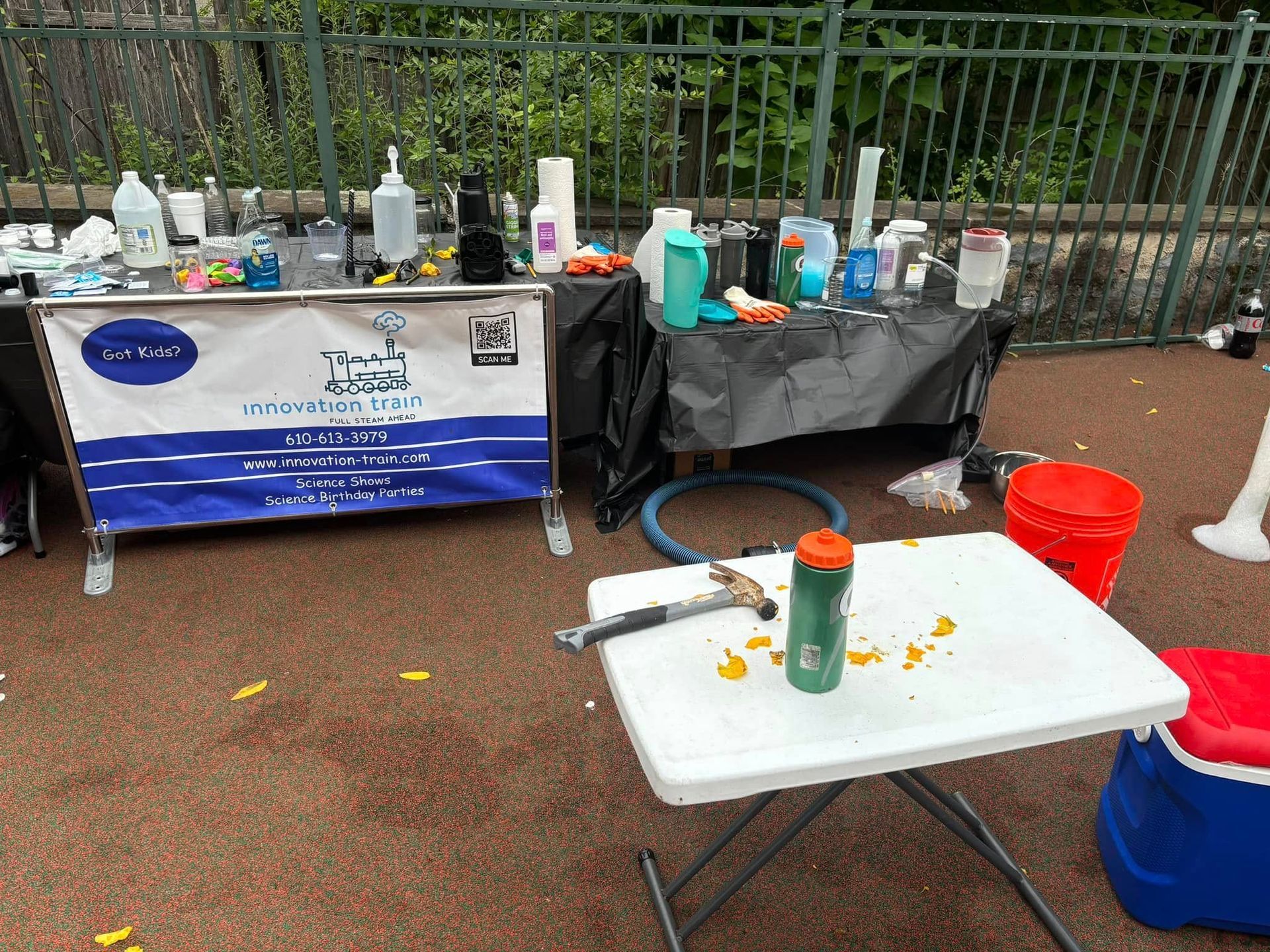 outdoor setup for science show