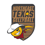 Northeast Texas Jellyball logo with a smiling cowboy mascot in a white hat and red bandana
