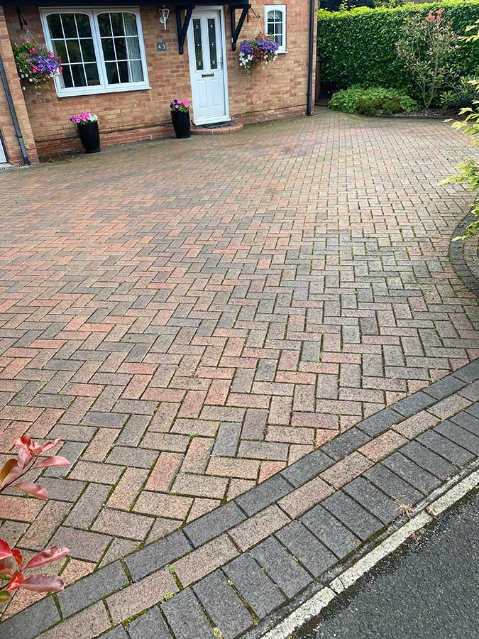 Solihull block paving before cleaning