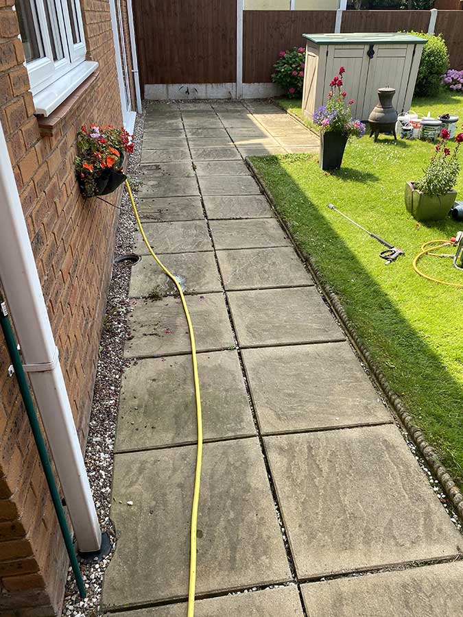 Paving slab before cleaning in solihull