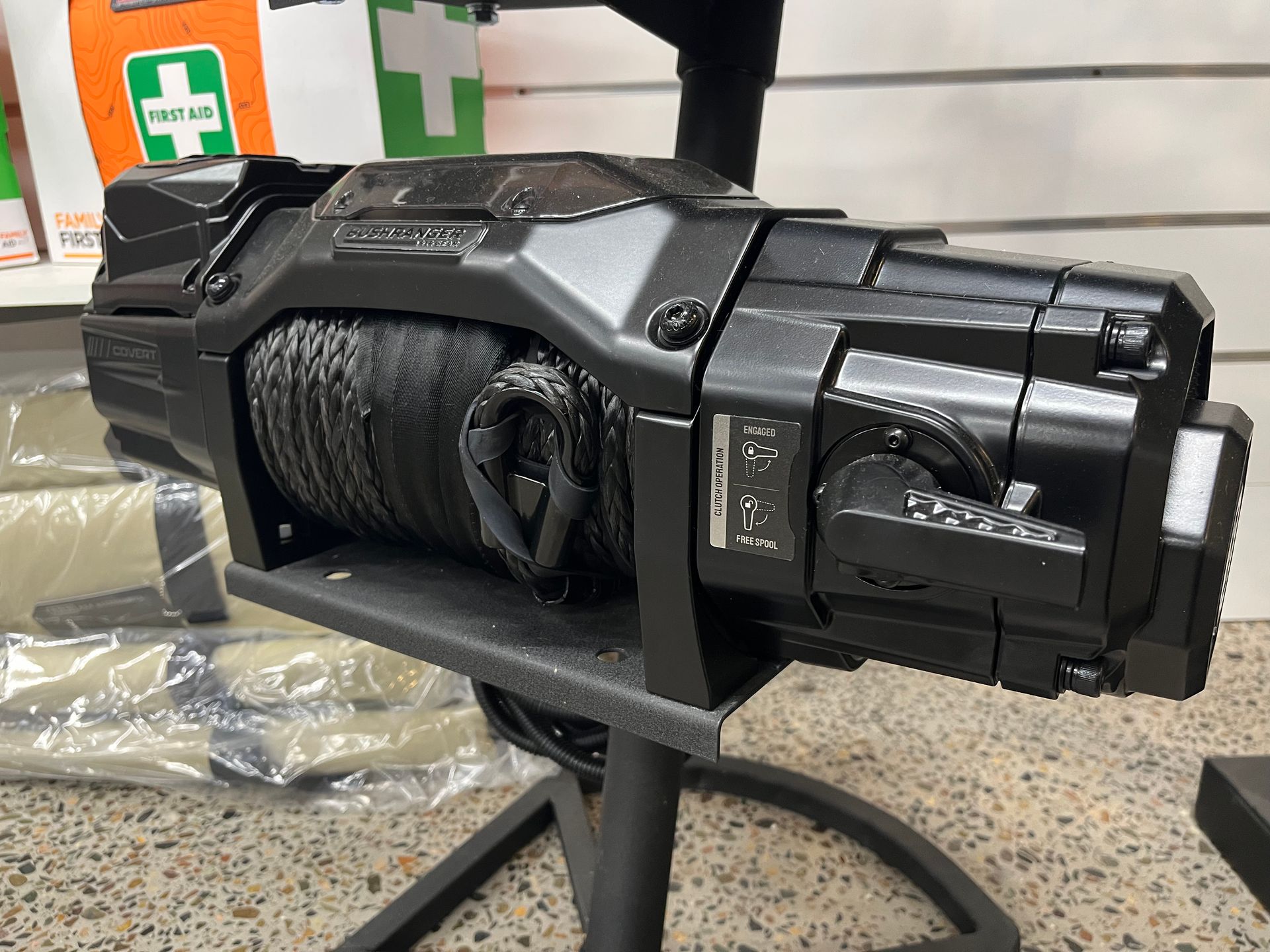 Black handheld thermal imaging camera on a countertop display stand — Ol Mate 4x4 in Tuggerah, NSW