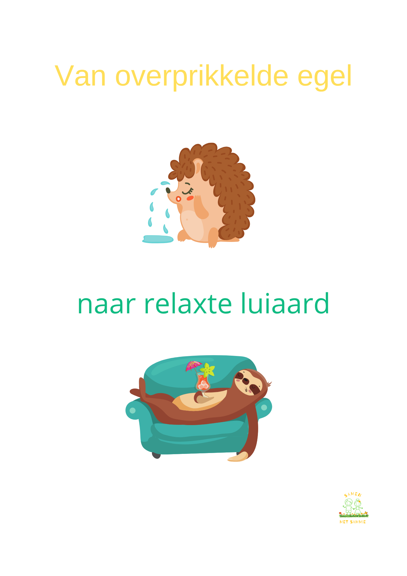voorkant van het digitale werkboek 'Van overprikkelde egel naar relaxte luiaard'.