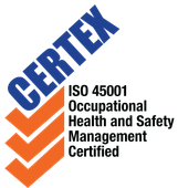 The logo for certex iso 45001 ohs certified
