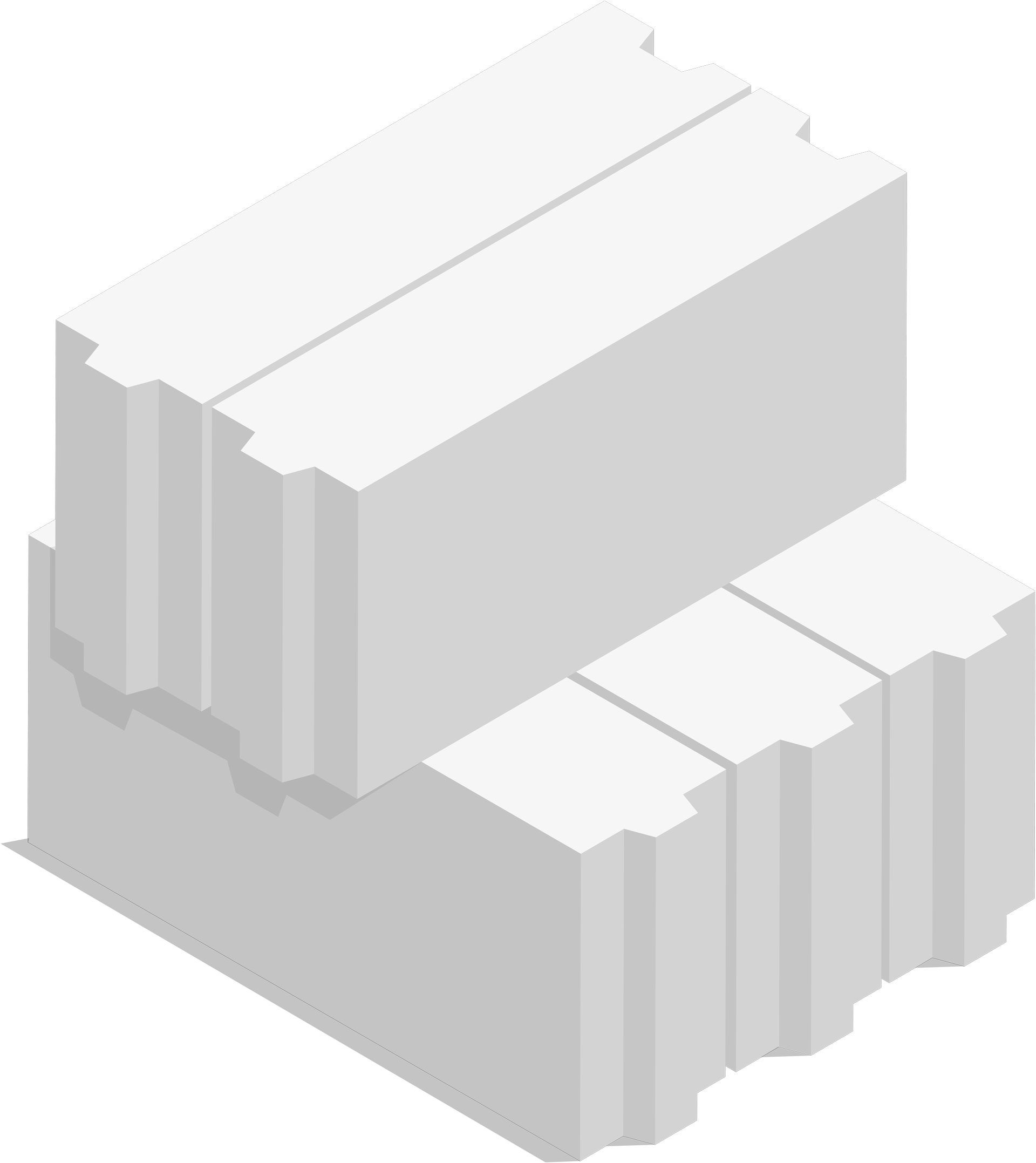 A stack of white bricks stacked on top of each other on a white background.