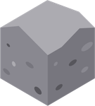 A gray cube with holes in it on a white background.