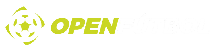 Logotipo verde lima con un icono de balón de fútbol estilizado a la izquierda del texto 