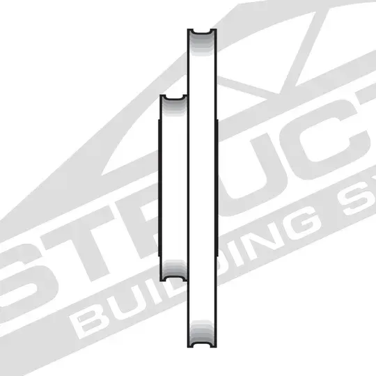 Vertical white metal strip with gray edges, shown on a light background with a faint logo watermark.