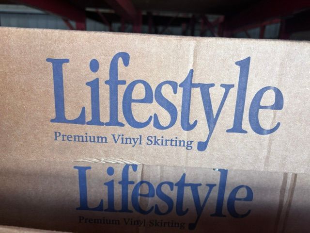 Box labeled “Lifestyle” with “Premium Vinyl Skirting” in blue text