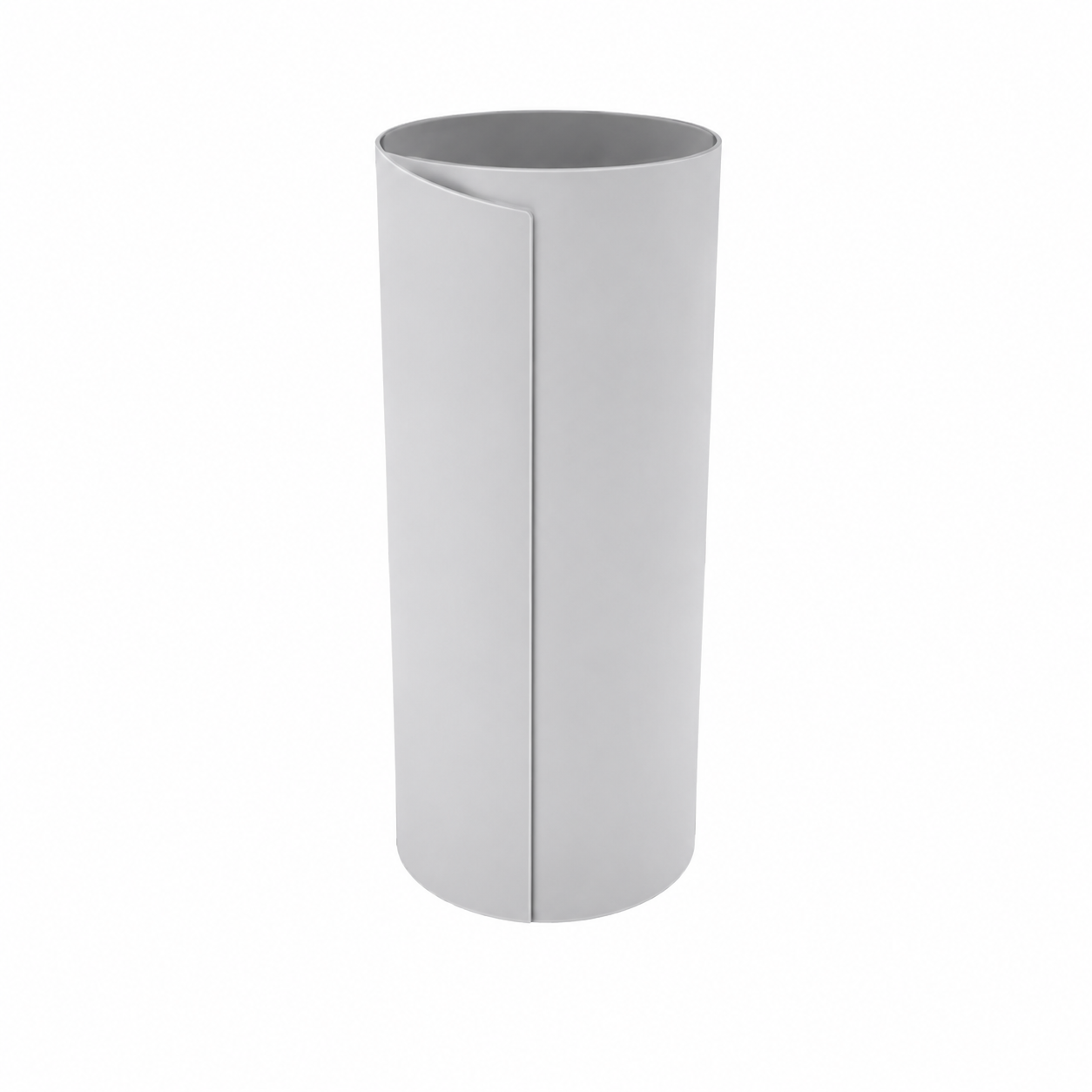 White cylindrical paper tube with a vertical seam, shown on a plain background
