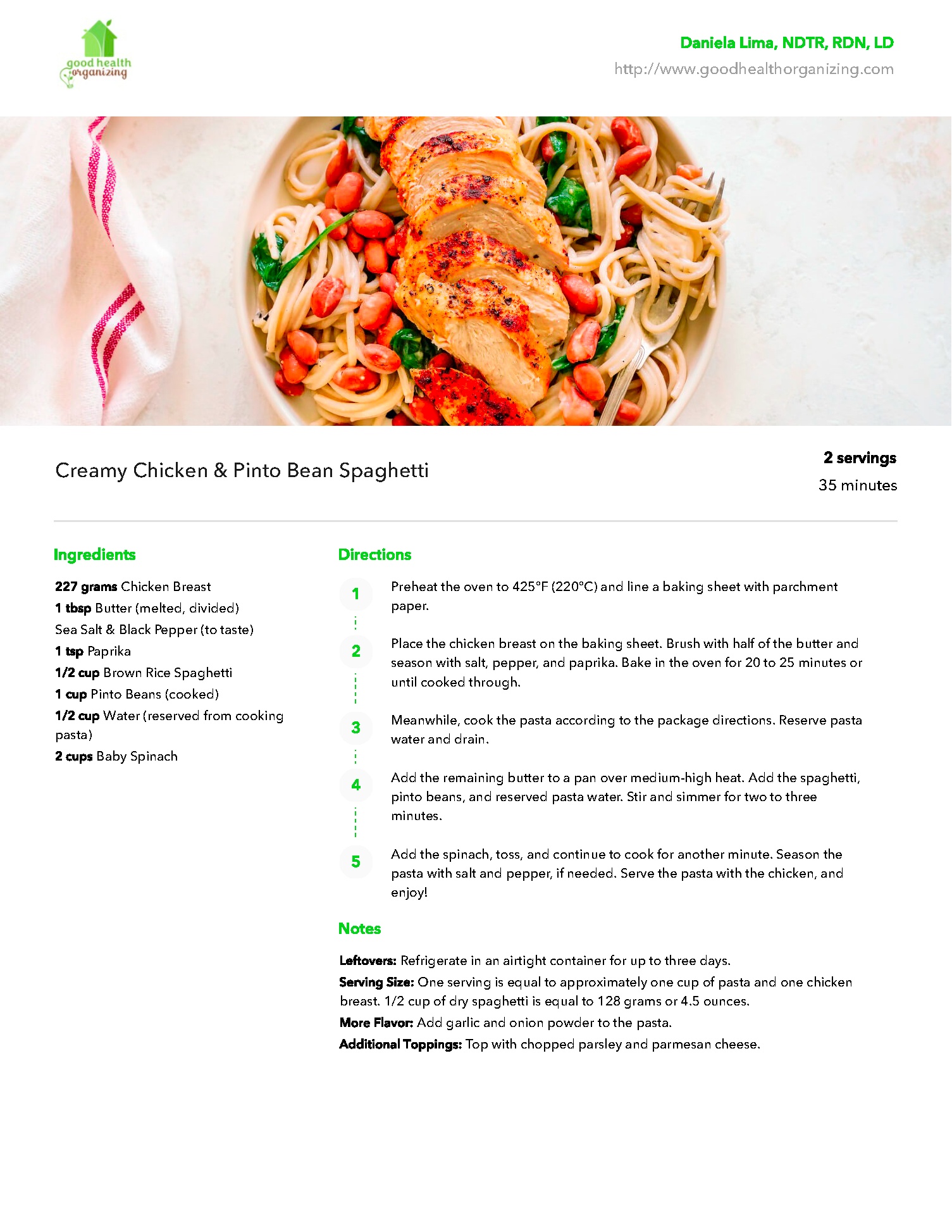 Simple Creamy Chicken Pinto Bean Spaghetti Recipe