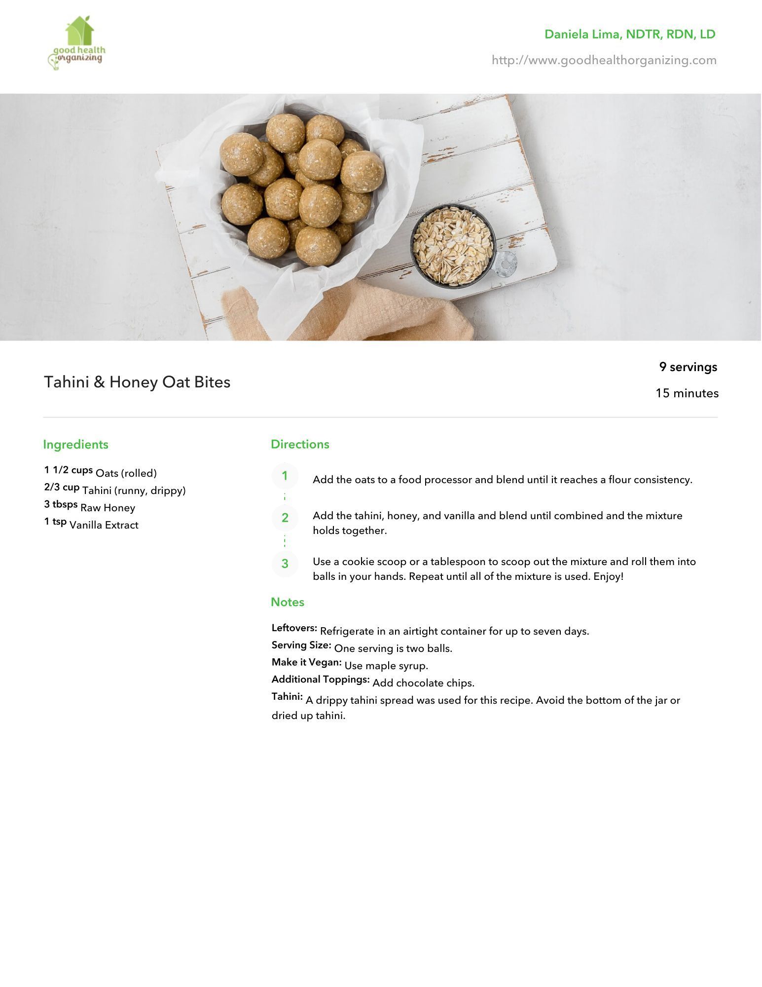 Tahini and Honey Oat Bites (energy balls)