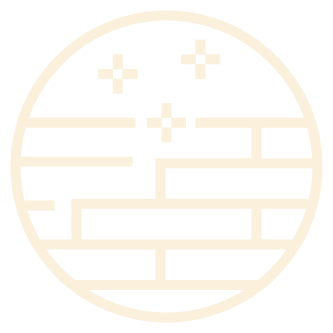 A circle with bricks and crosses in it on a white background.
