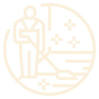 A line drawing of a man standing in a circle holding a book.