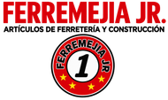 Logotipo de Ferremejia JR en rojo y negro, con el texto «Ferretería y construcción» y un emblema circular en el centro.
