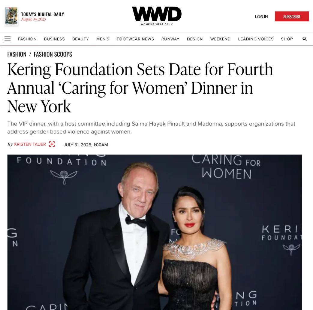 JWP Produces Kering Foundation Caring for Women Dinner 2025 (WWD)