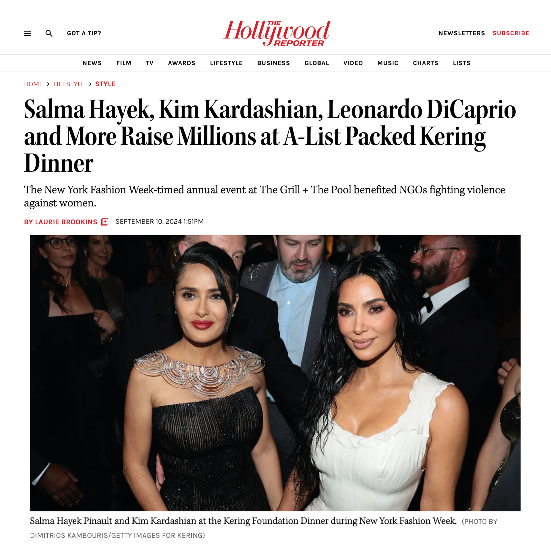 Hollywood Reporter Kering Dinenr JWP Kim Kardashian