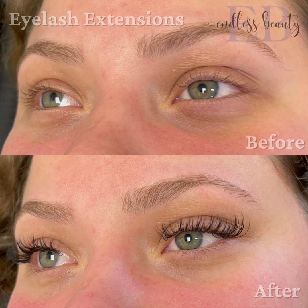 before vs after of eyelash extensions