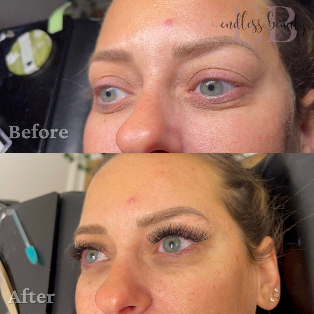 before vs after of eyelash extensions