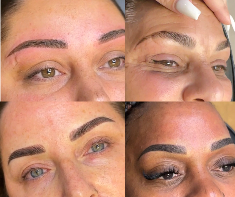 result of an eyebrow service on different women