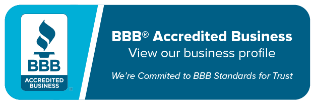 BBB Accredited Business badge with blue logo and text “View our business profile”
