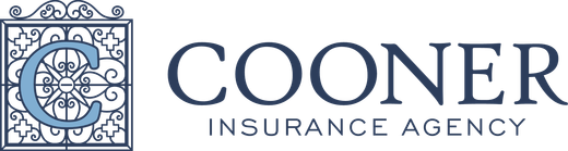 Cooner Insurance Agency logo with blue ornamental &ldquo;C&rdquo; emblem and navy text on a white background