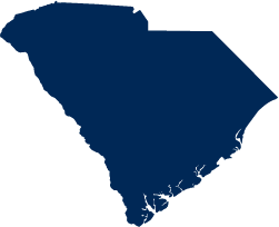 Dark blue silhouette of South Carolina state on a white background