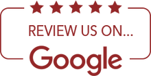 A logo that says `` review us on google '' with five stars.