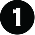 A black circle with a white number one inside of it.
