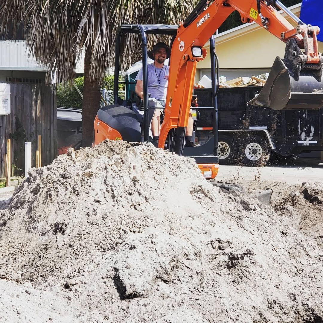Operating Orange Excavator