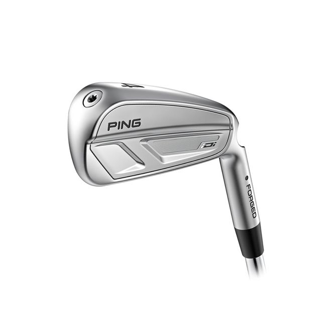 A silver Ping golf iron with "PING" and "G710" visible.