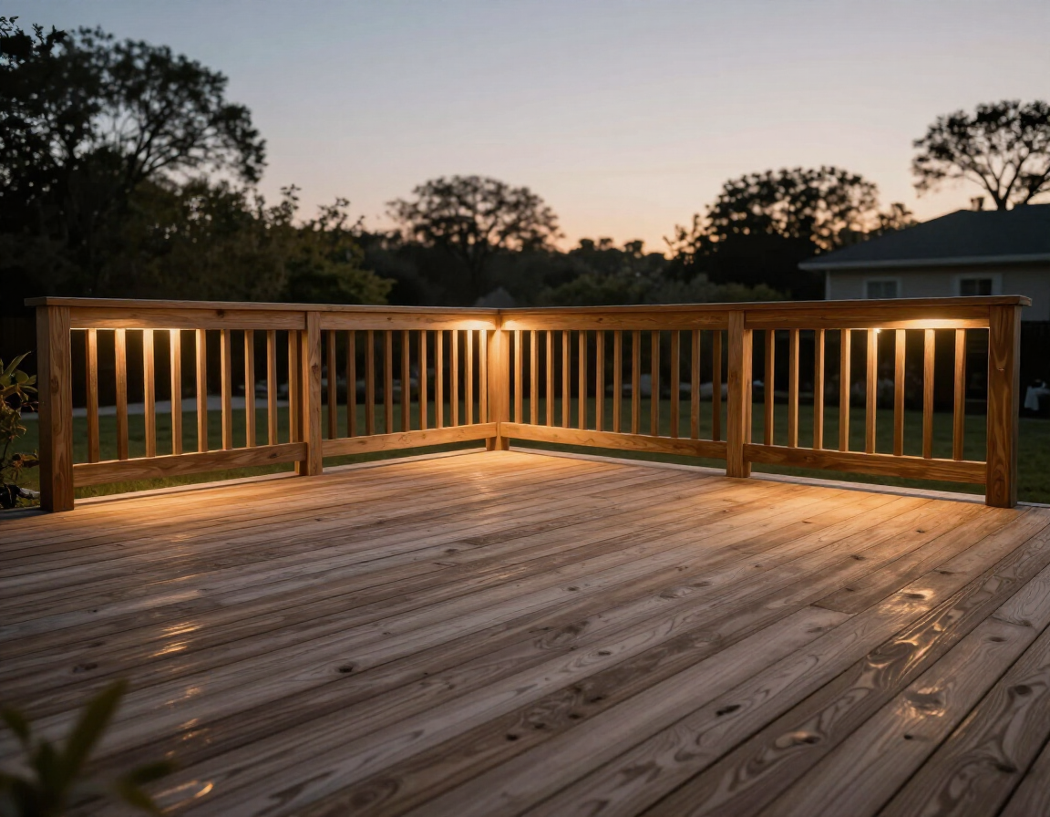 Backyard deck build with integrated lighting