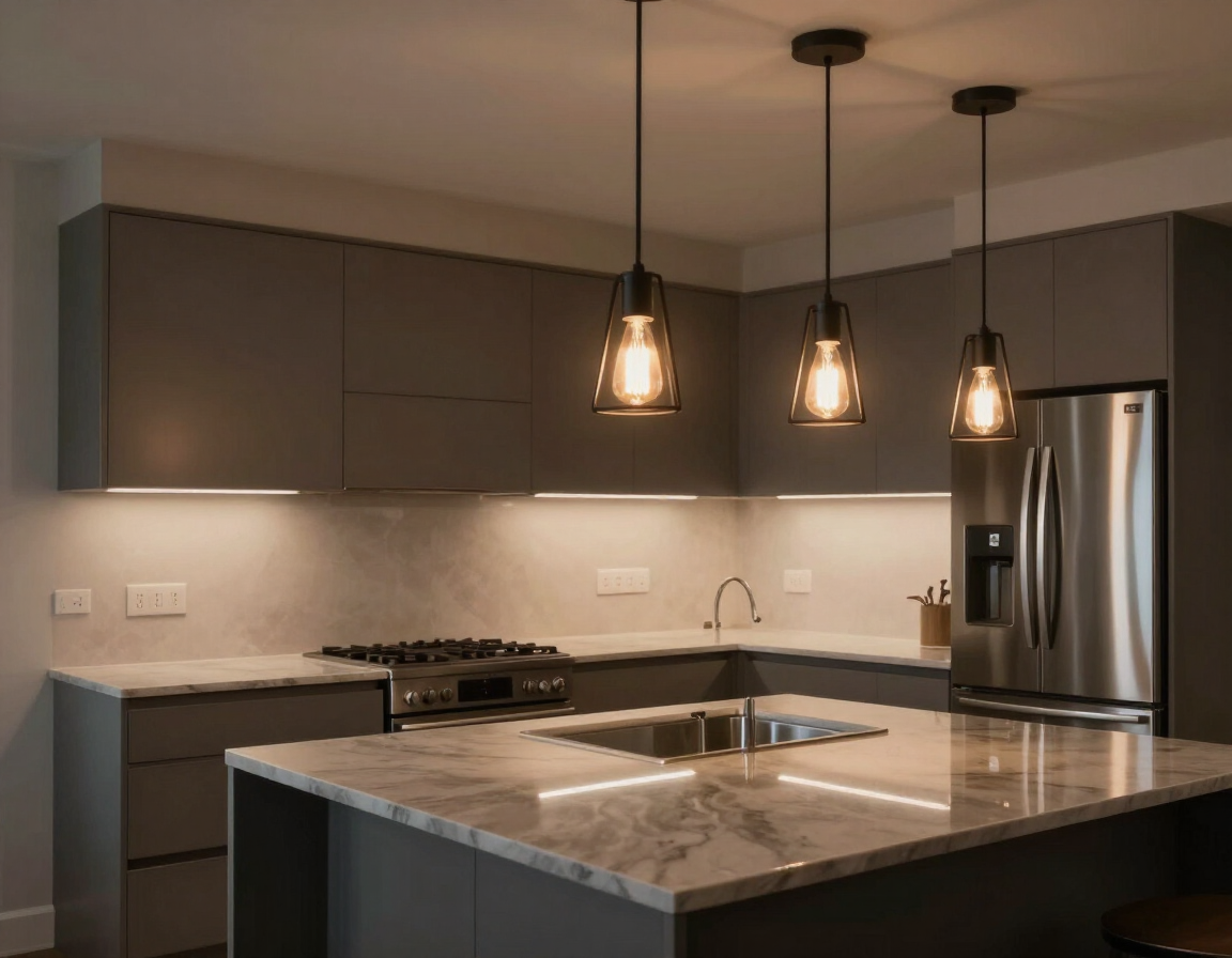 Kitchen rewire with new pendant lighting